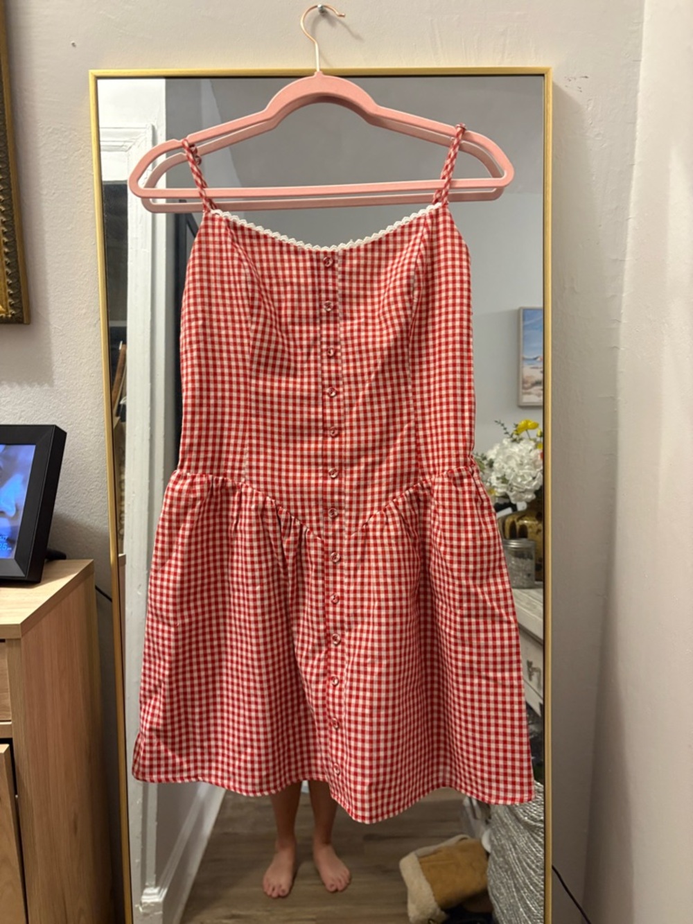 o.p.t Ayva Dress | Red Gingham Mini Dress